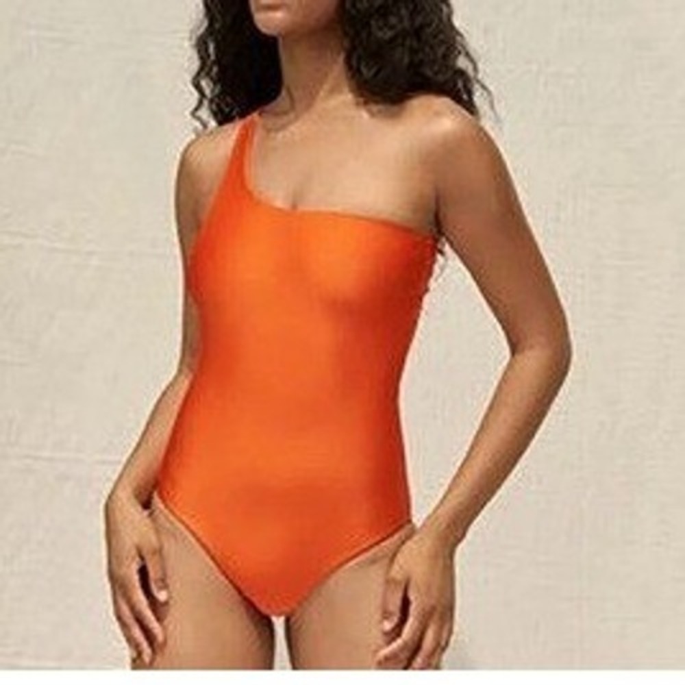 Jade Swim EVOLVE‎ One Shoulder One Piece Swimsuit Orange XL Womens